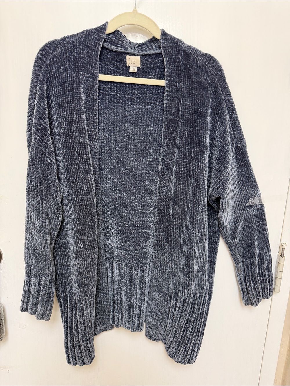 A New Day Navy Chenille Open-Front Women's Sweater Cardigan